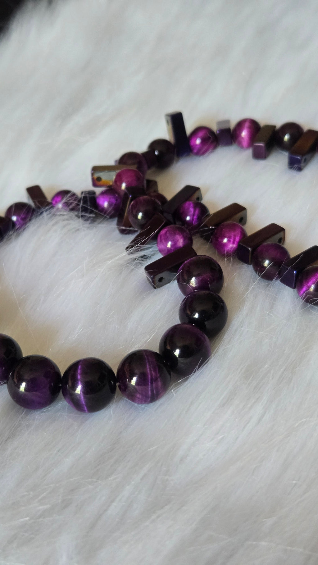 Purple Tigers eye and Purple Hematite